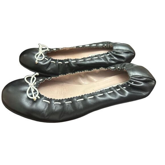 MANOLO BLAHNIK TEFAMOD Black White Bow Flats Ballet SHOES size 41 - Picture 2 of 8